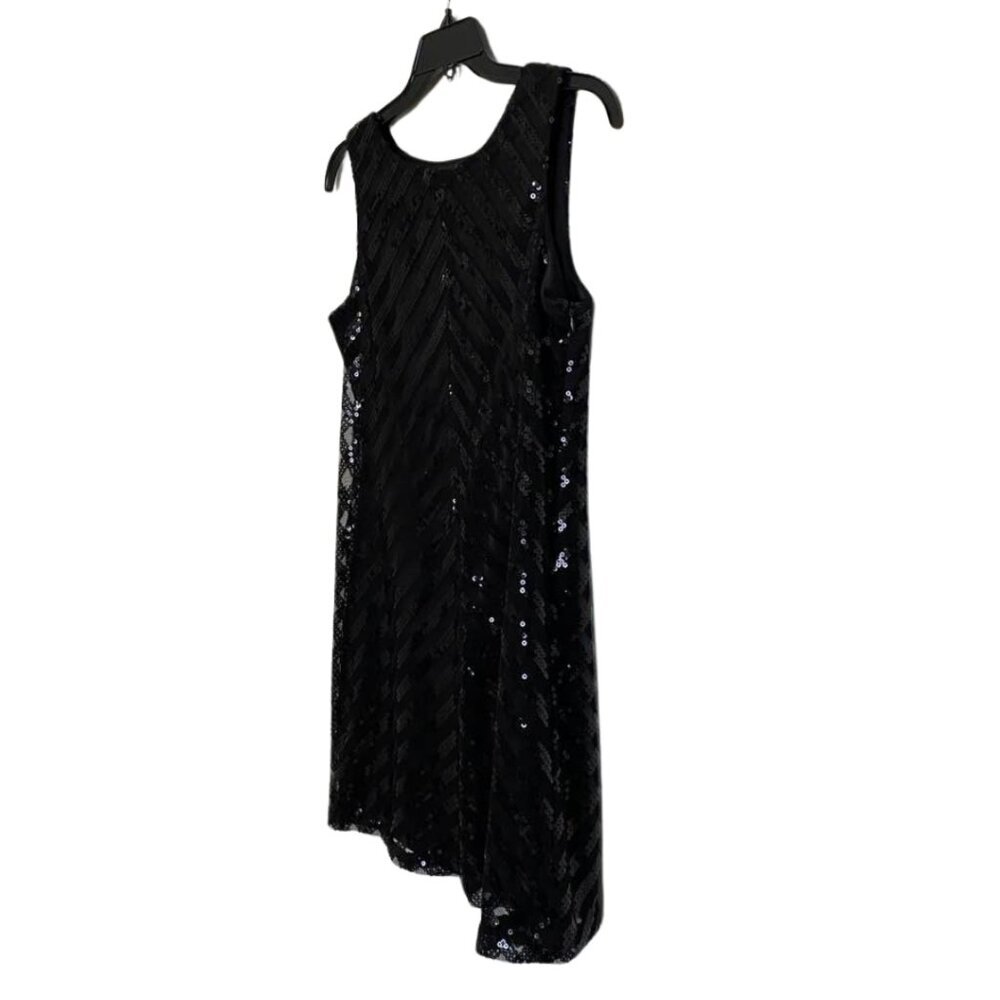 AGB Black Sequin Chevron Mini Dress Sleeveless Size 6 Party Cocktail Sparkle - Picture 4 of 15